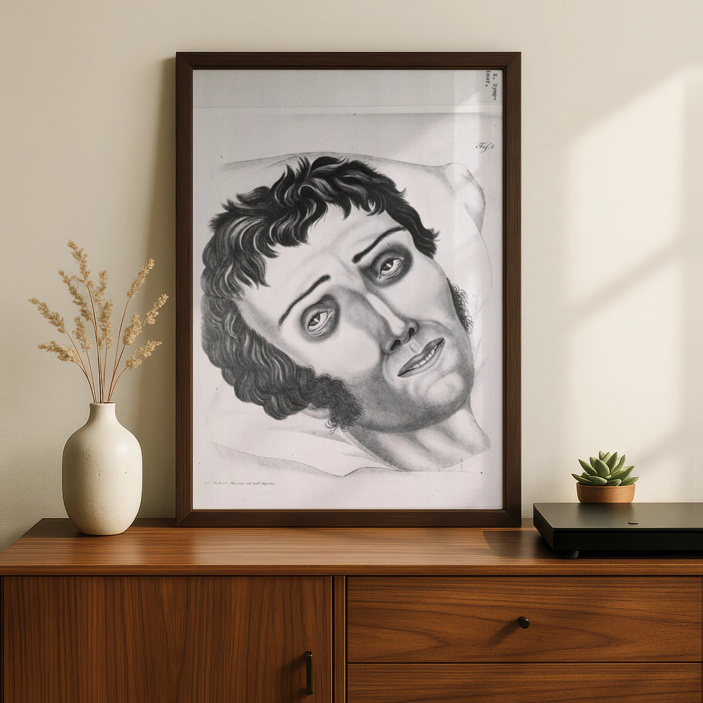 Creepy Vintage Medical Illustration Poster, Halloween Horror Wall Art, Gothic Face Print