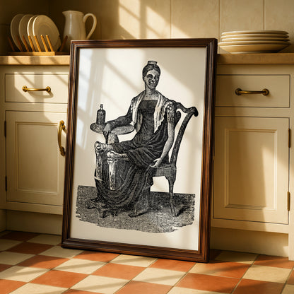 Halloween Gothic Skeleton Poster, Vintage Macabre Wall Art, Spooky Horror Print