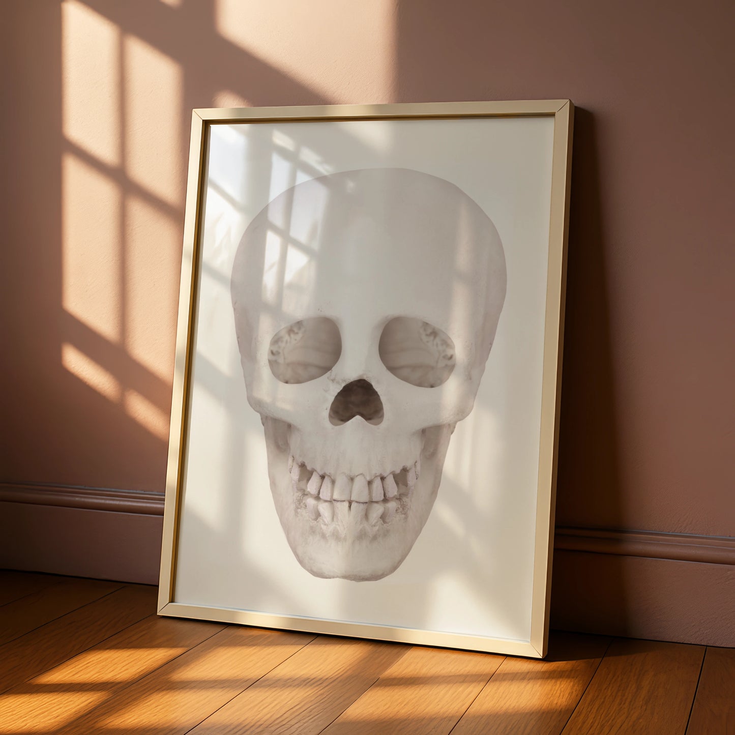 Halloween Skull Wall Art, Minimalist Skull Poster, Spooky White Skeleton Print, Gothic Decor