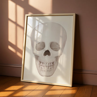 Halloween Skull Wall Art, Minimalist Skull Poster, Spooky White Skeleton Print, Gothic Decor