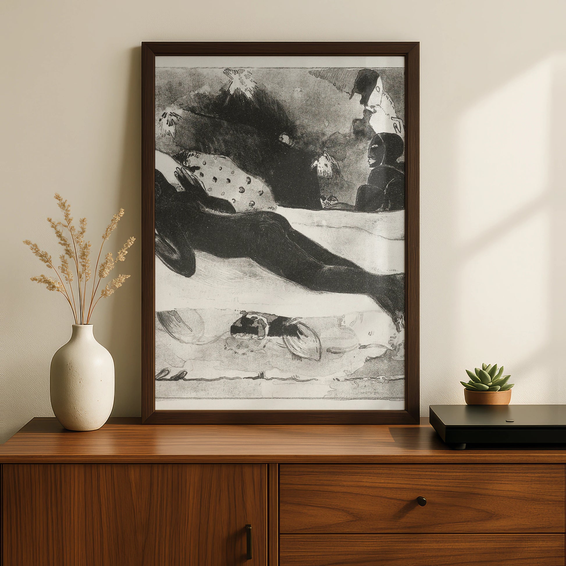 Halloween Dark Figure Art Print, Gothic Black White Poster, Eerie Occult Wall Art