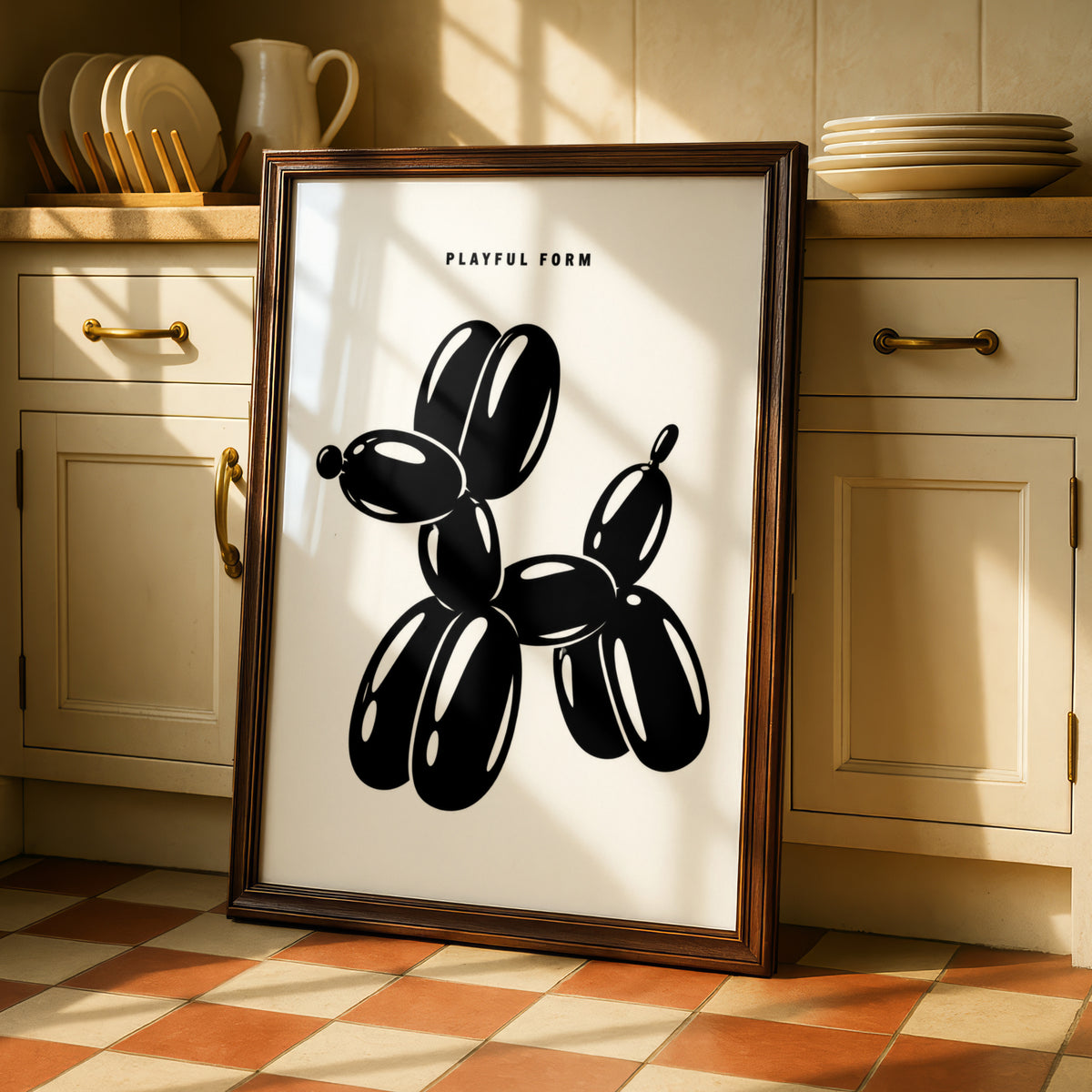 Balloon Dog Print, Monochrome Wall Art, Black and White Poster, Modern Gallery Wall