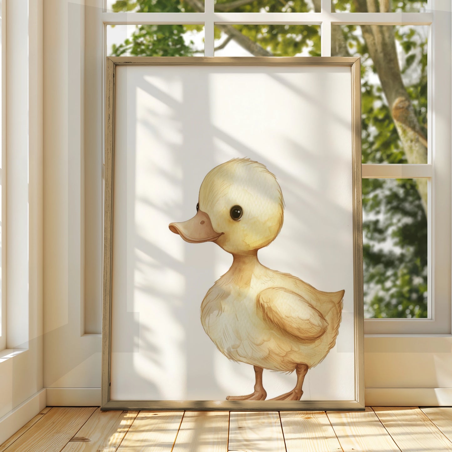 Duckling Nursery Wall Art, Baby Duck Poster, Watercolour Animal Print, Kids Room Decor