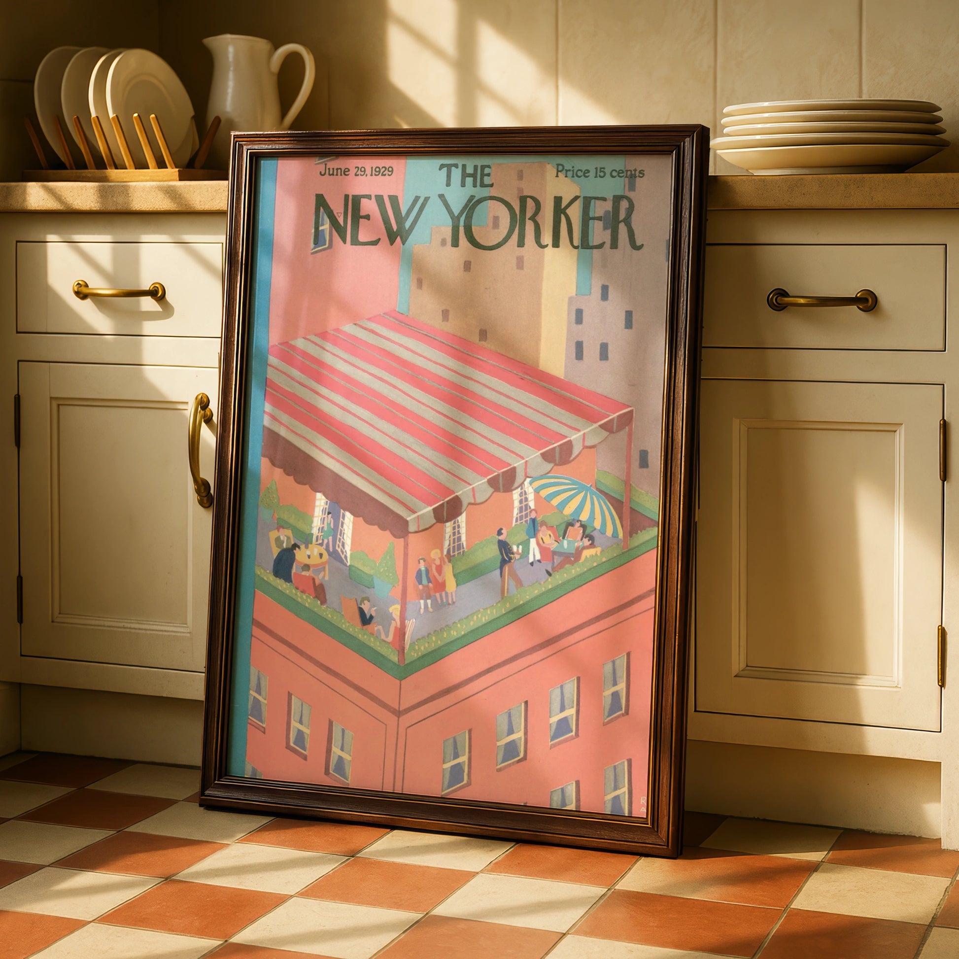 The New Yorker June 1929 Rooftop Party Poster, Vintage Art Deco NYC Wall Art Print