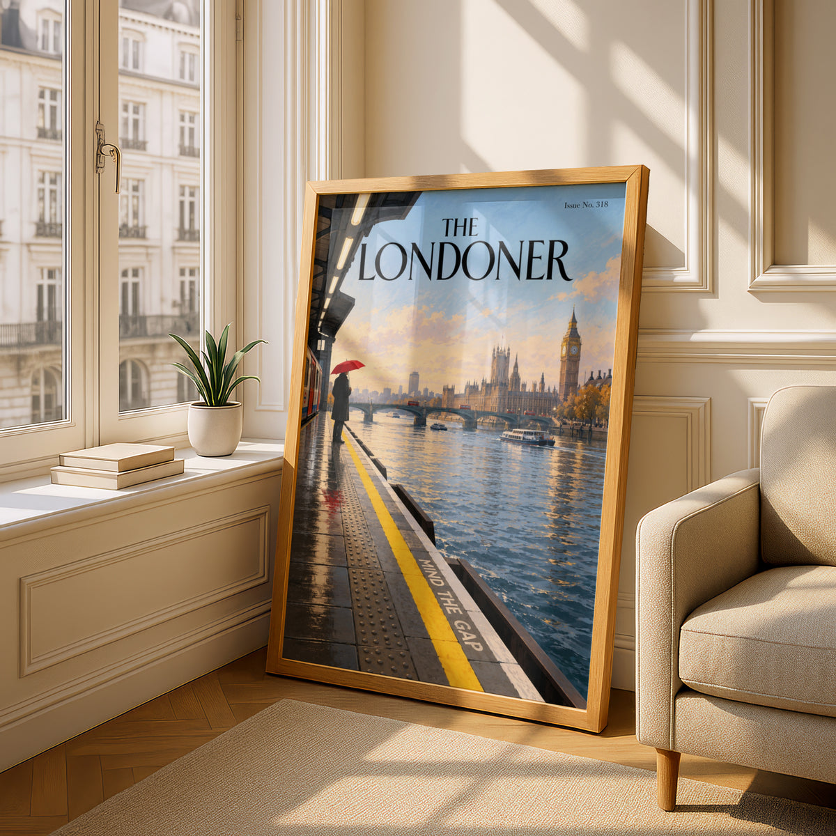 London Underground Poster, Big Ben Thames Wall Art, Mind the Gap Magazine Cover Art Print