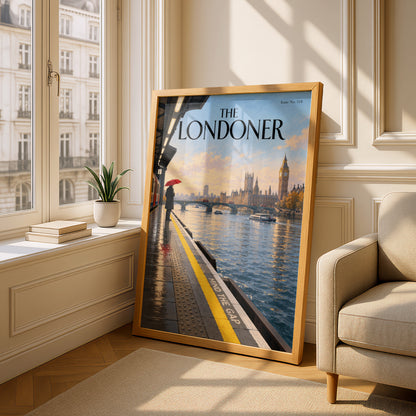 London Underground Poster, Big Ben Thames Wall Art, Mind the Gap Magazine Cover Art Print
