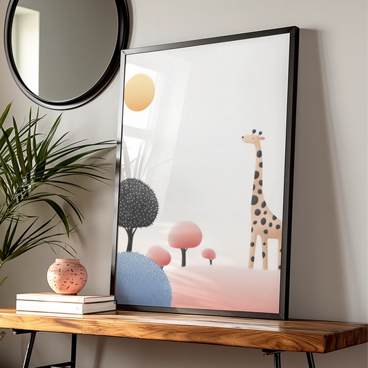 Giraffe Nursery Wall Art, Safari Animal Print, Baby Room Poster, Kids Boho Decor