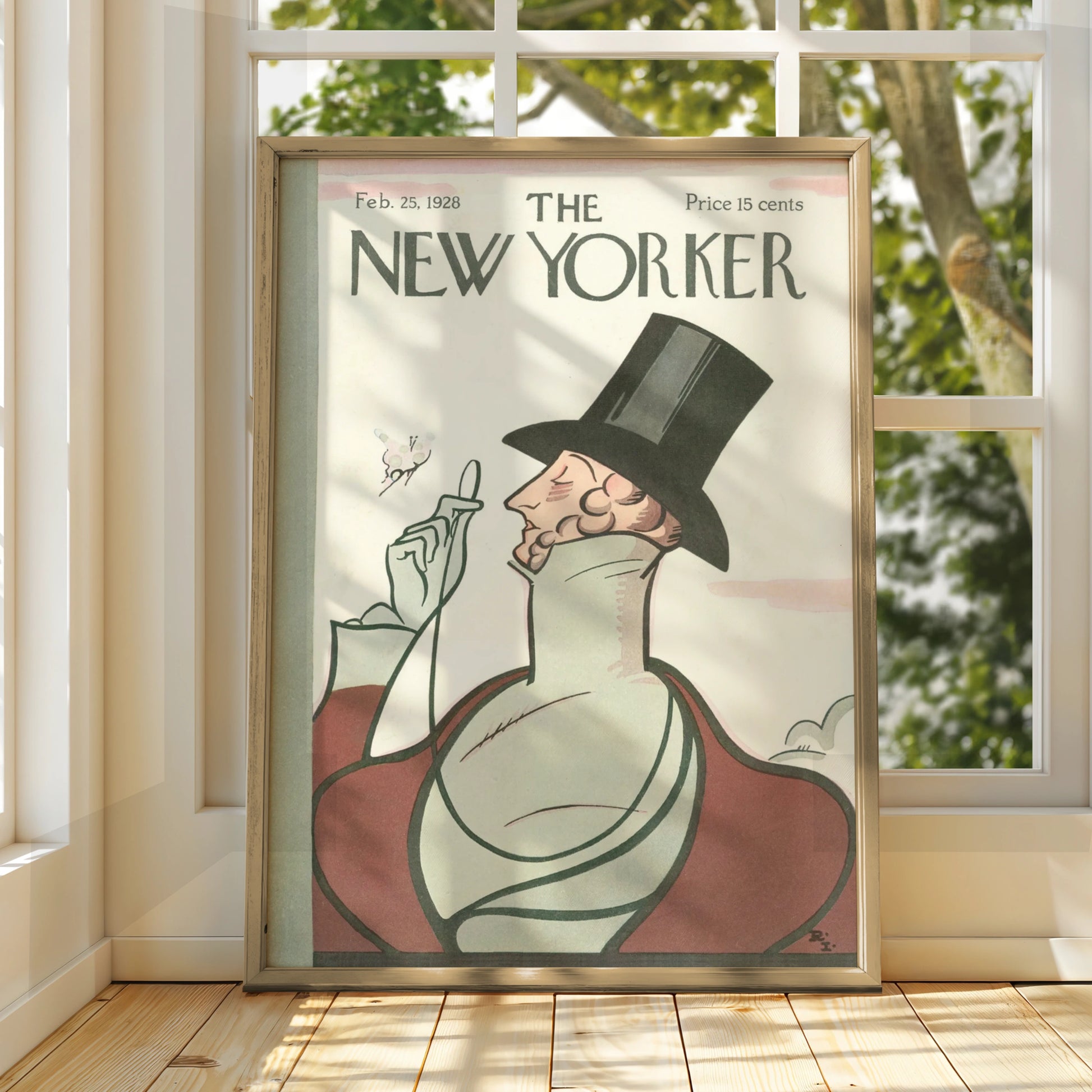 The New Yorker Feb 1928 Cover Poster, Vintage Top Hat Gentleman Art Print, Retro Wall Art