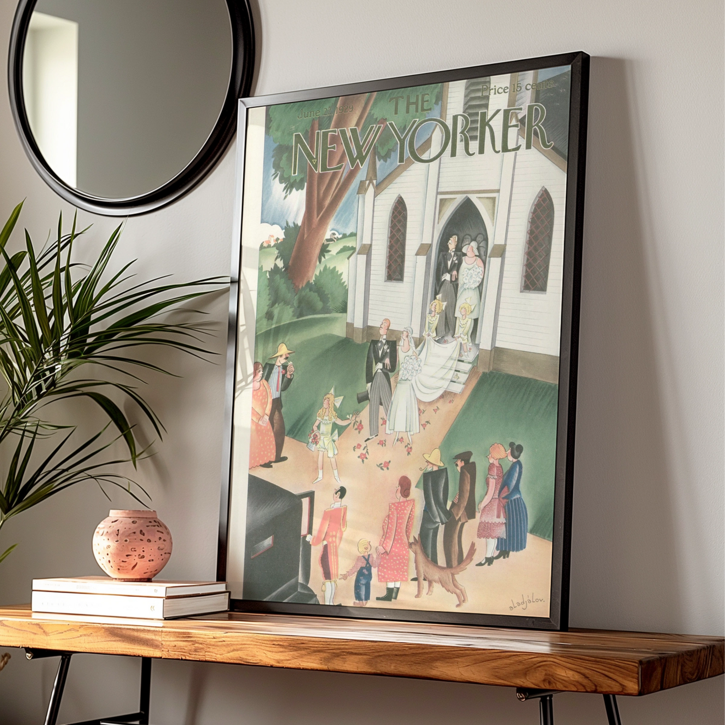 New Yorker 1929 Wedding Cover Poster, Vintage Church Bride Art Print, Retro Wall Art