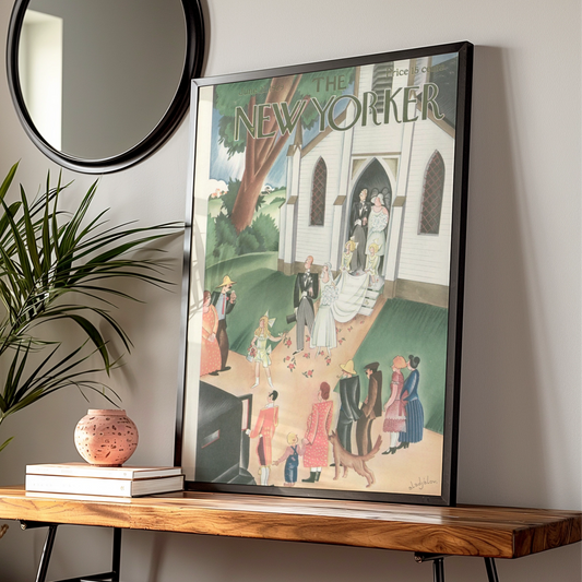 New Yorker 1929 Wedding Cover Poster, Vintage Church Bride Art Print, Retro Wall Art