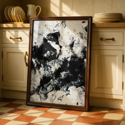 Abstract Ink Wash Monochrome Wall Art, Black and White Poster, Modern Gallery Print