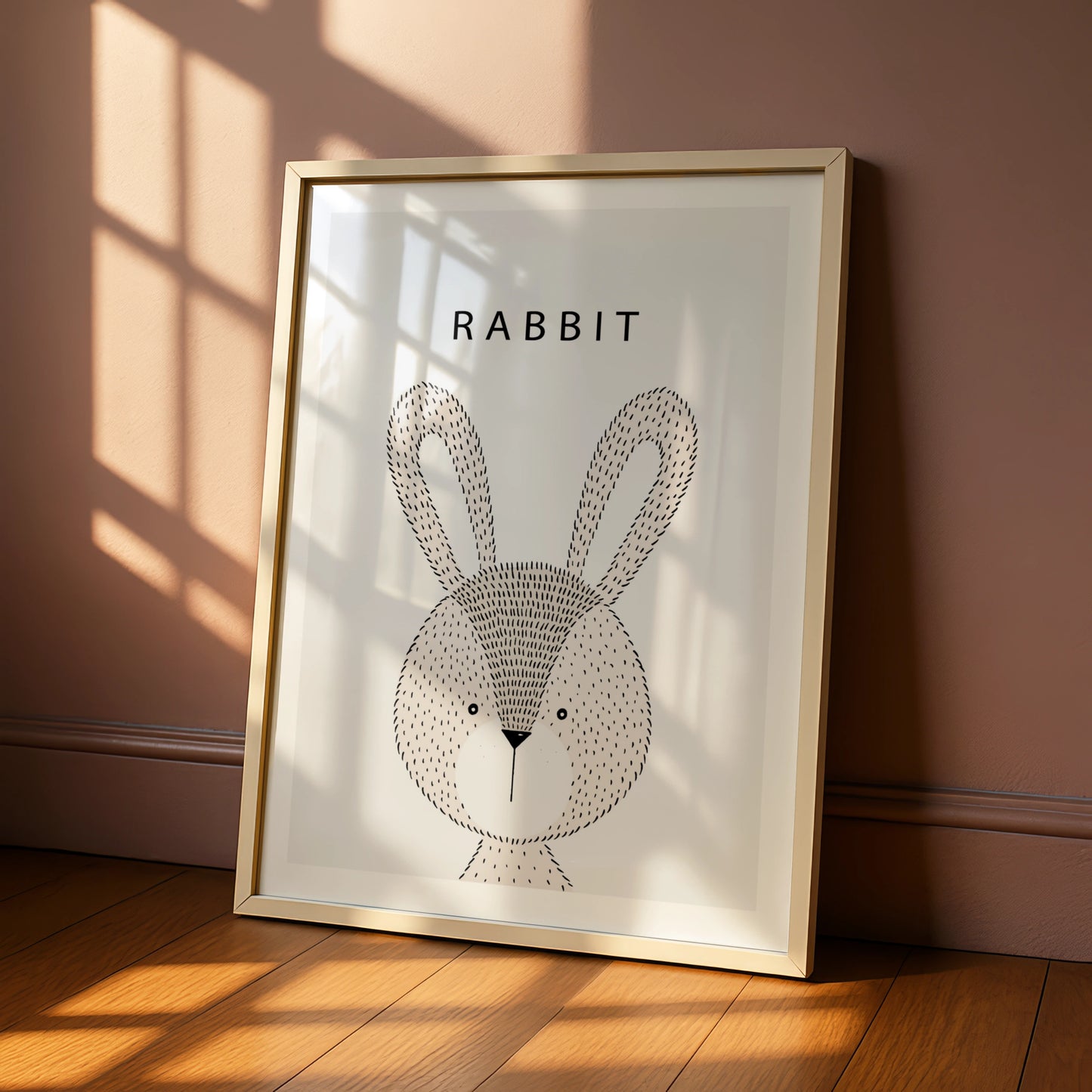 Rabbit Poster, Minimalist Animal Print, Nursery Wall Art, Scandi Kids Room Decor
