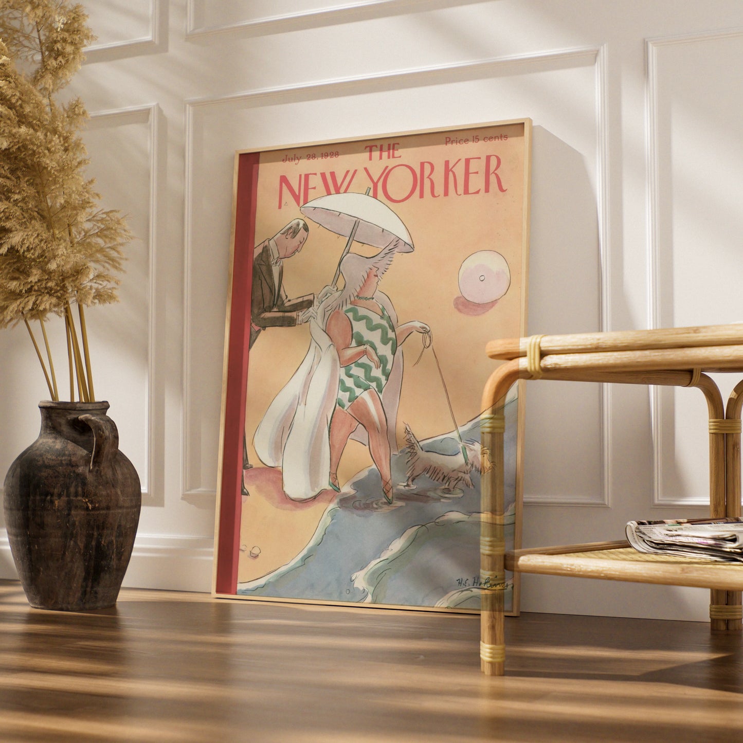 The New Yorker July 1928 Beach Cover Poster, Vintage Art Deco Wall Art Print