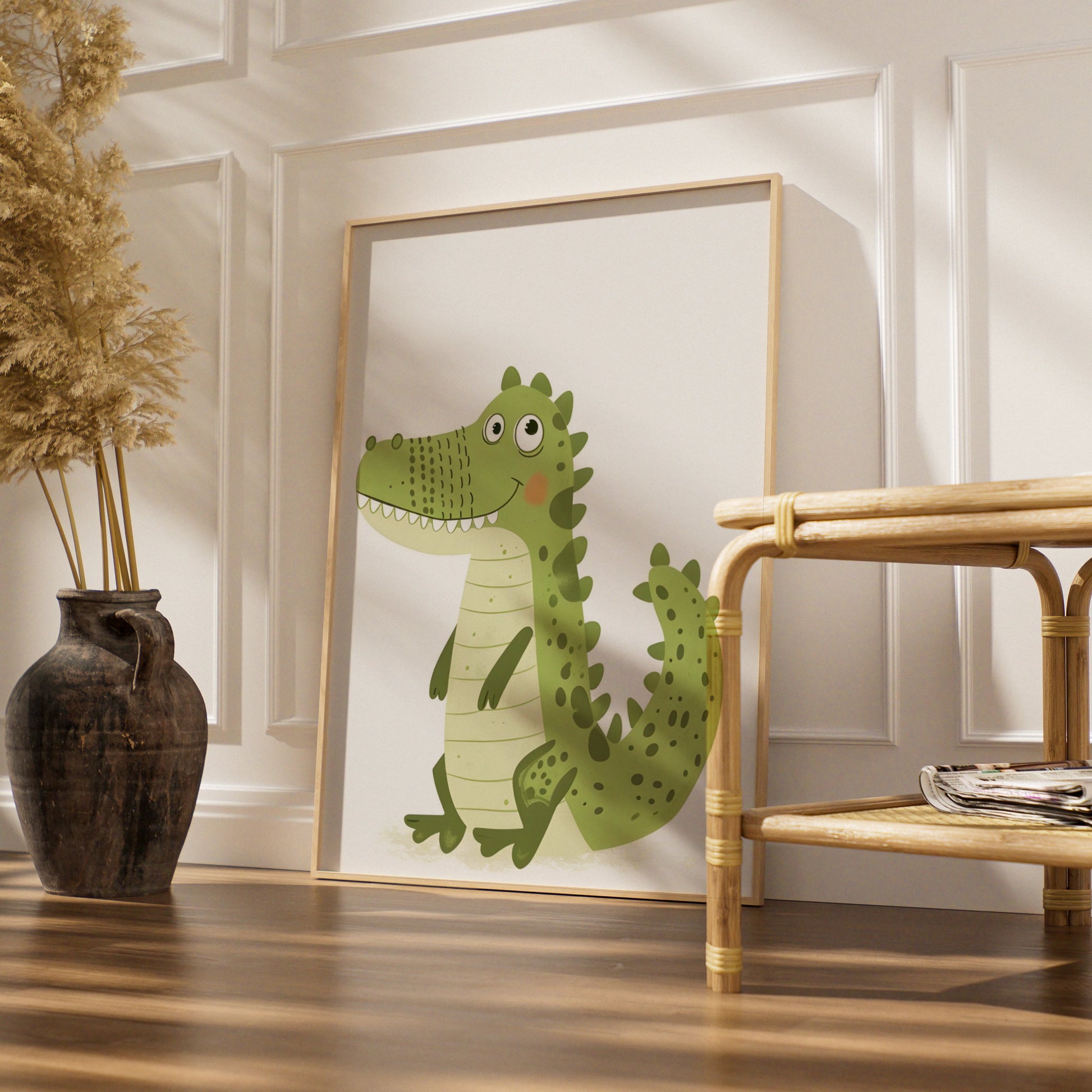 Cute Crocodile Nursery Wall Art, Green Baby Animal Poster, Kids Room Print