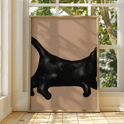 Halloween Black Cat Poster, Spooky Cat Wall Art, Witch Cat Print, Creepy Cat Decor