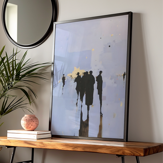 Abstract Figures Poster, Monochrome Wall Art, Modern Silhouette Print, Neutral Gallery Wall Decor