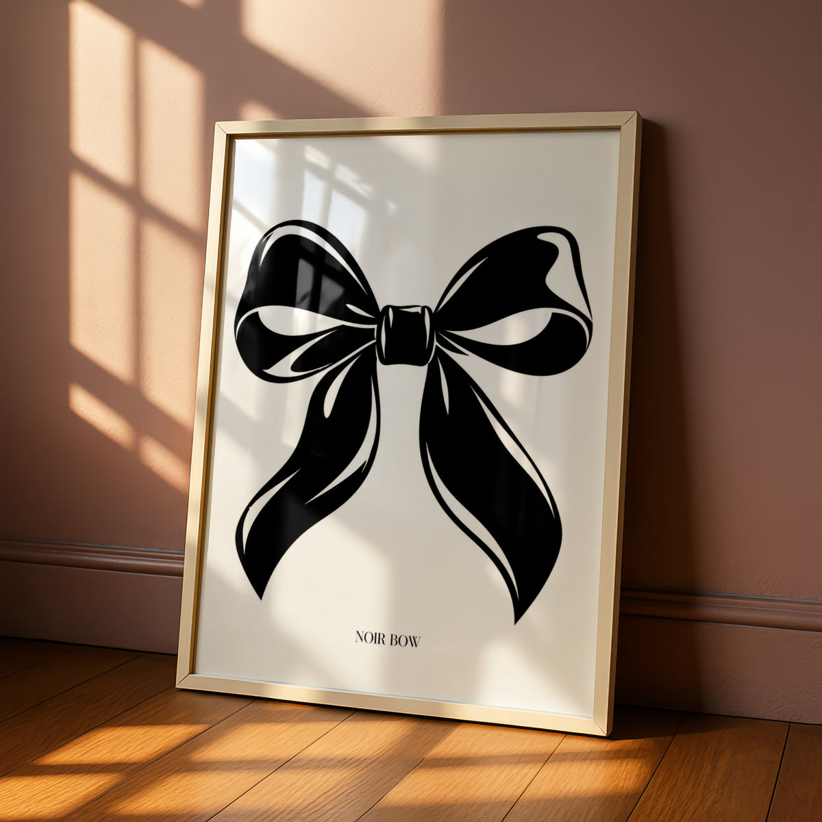 Noir Bow Print, Black and White Poster, Monochrome Wall Art, Minimalist Ribbon Decor