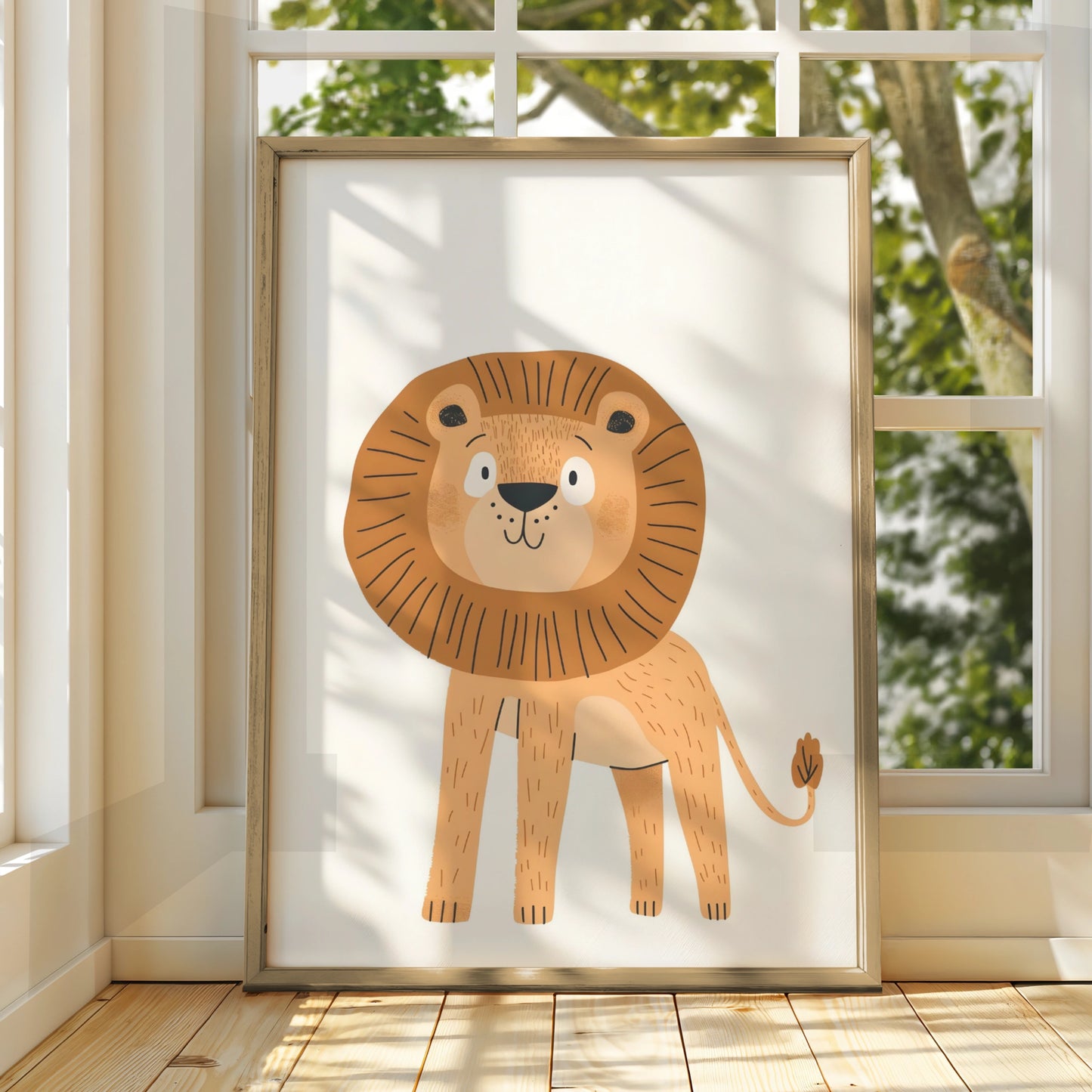 Lion Nursery Wall Art, Cute Safari Animal Poster, Kids Room Decor, Baby Gift Print