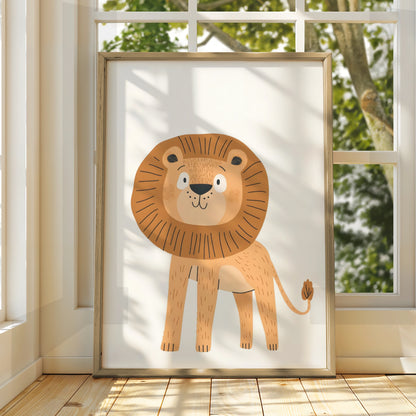 Lion Nursery Wall Art, Cute Safari Animal Poster, Kids Room Decor, Baby Gift Print