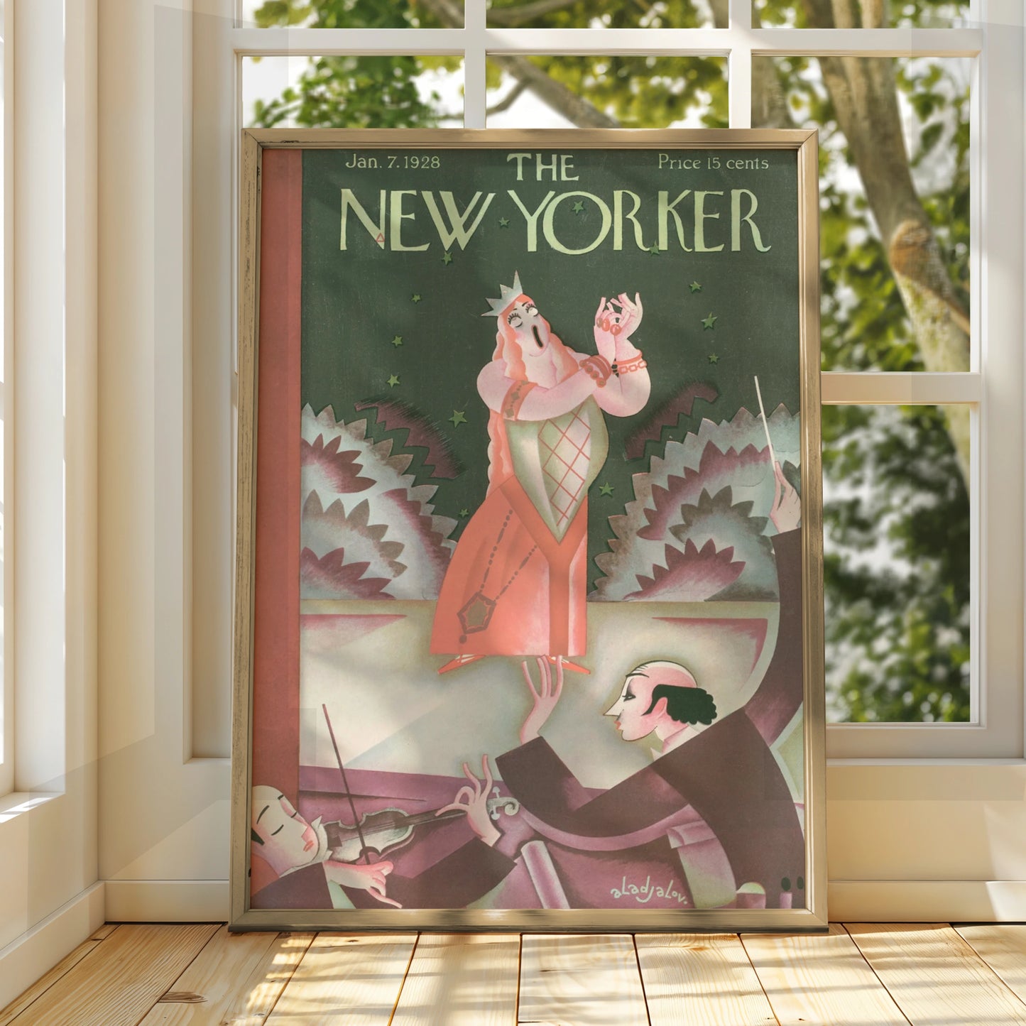 New Yorker 1928 Opera Singer Poster, Vintage Art Deco Cover Print, Music Wall Art
