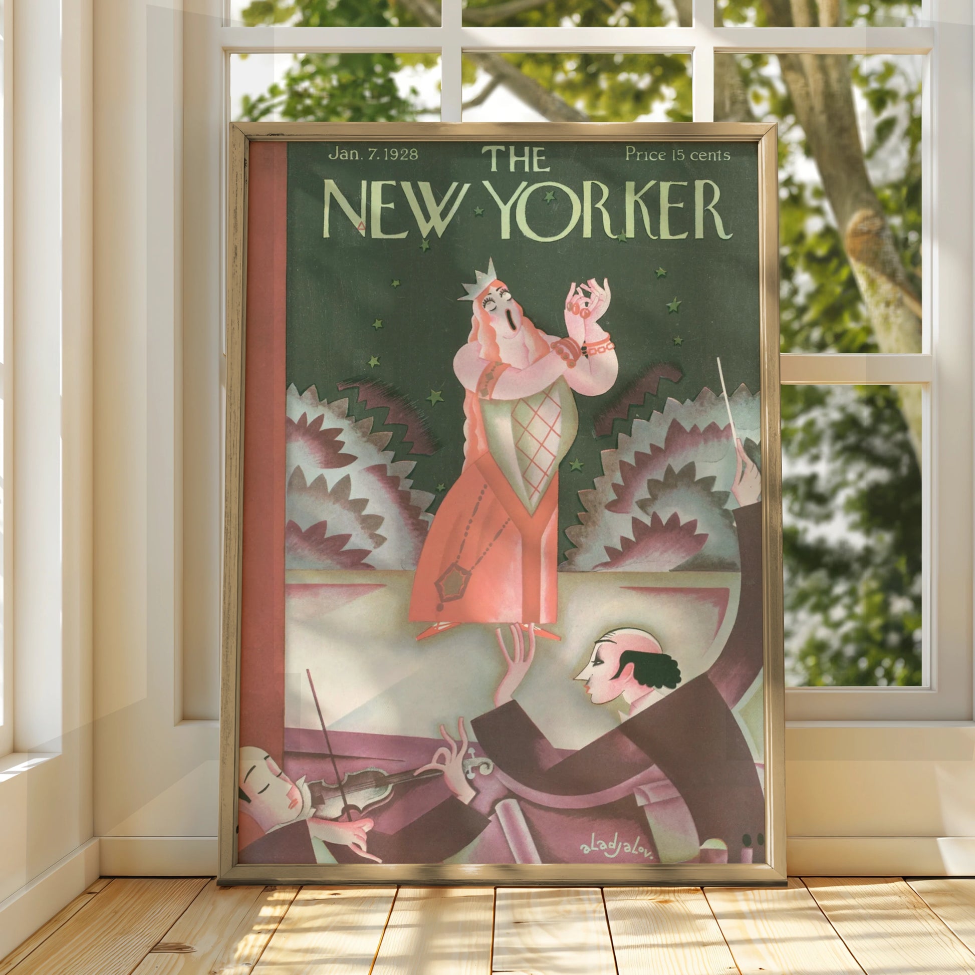 New Yorker 1928 Opera Singer Poster, Vintage Art Deco Cover Print, Music Wall Art