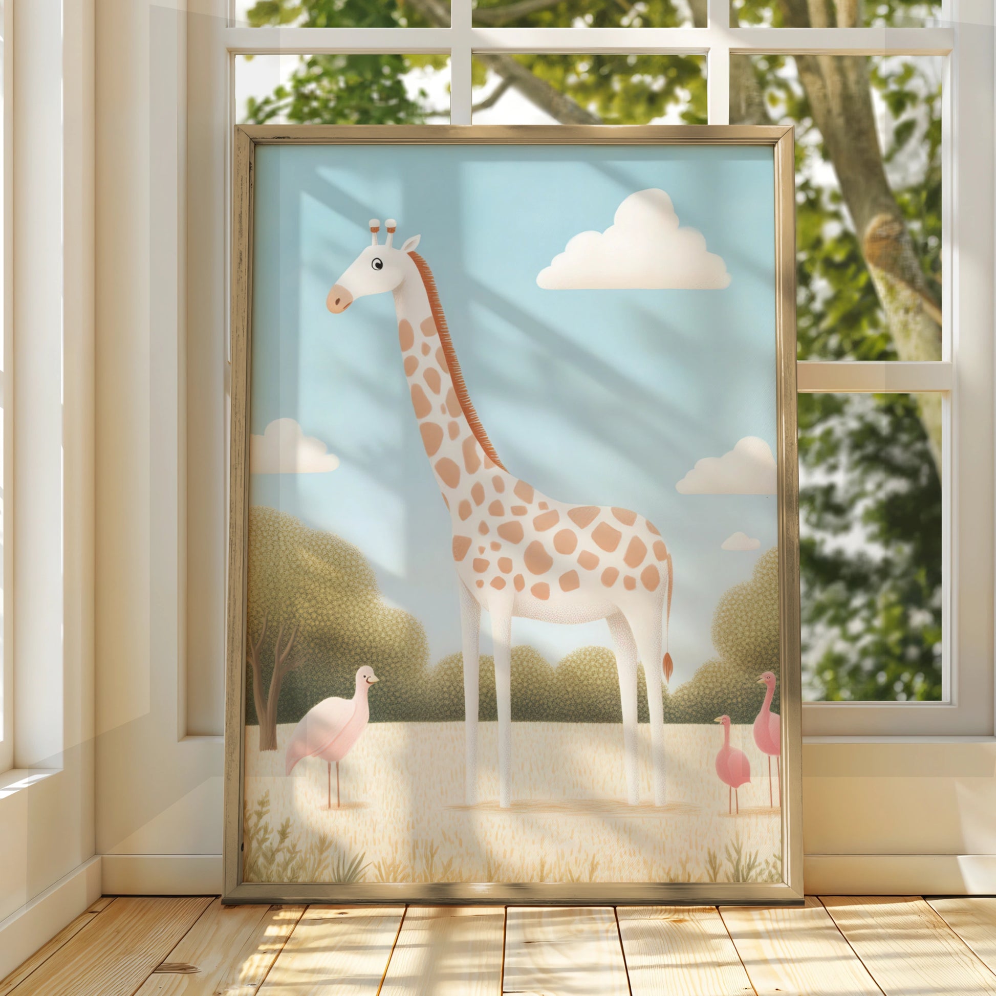 Giraffe Nursery Wall Art, Safari Animal Print, Cute Baby Room Poster, Boho Neutral Decor