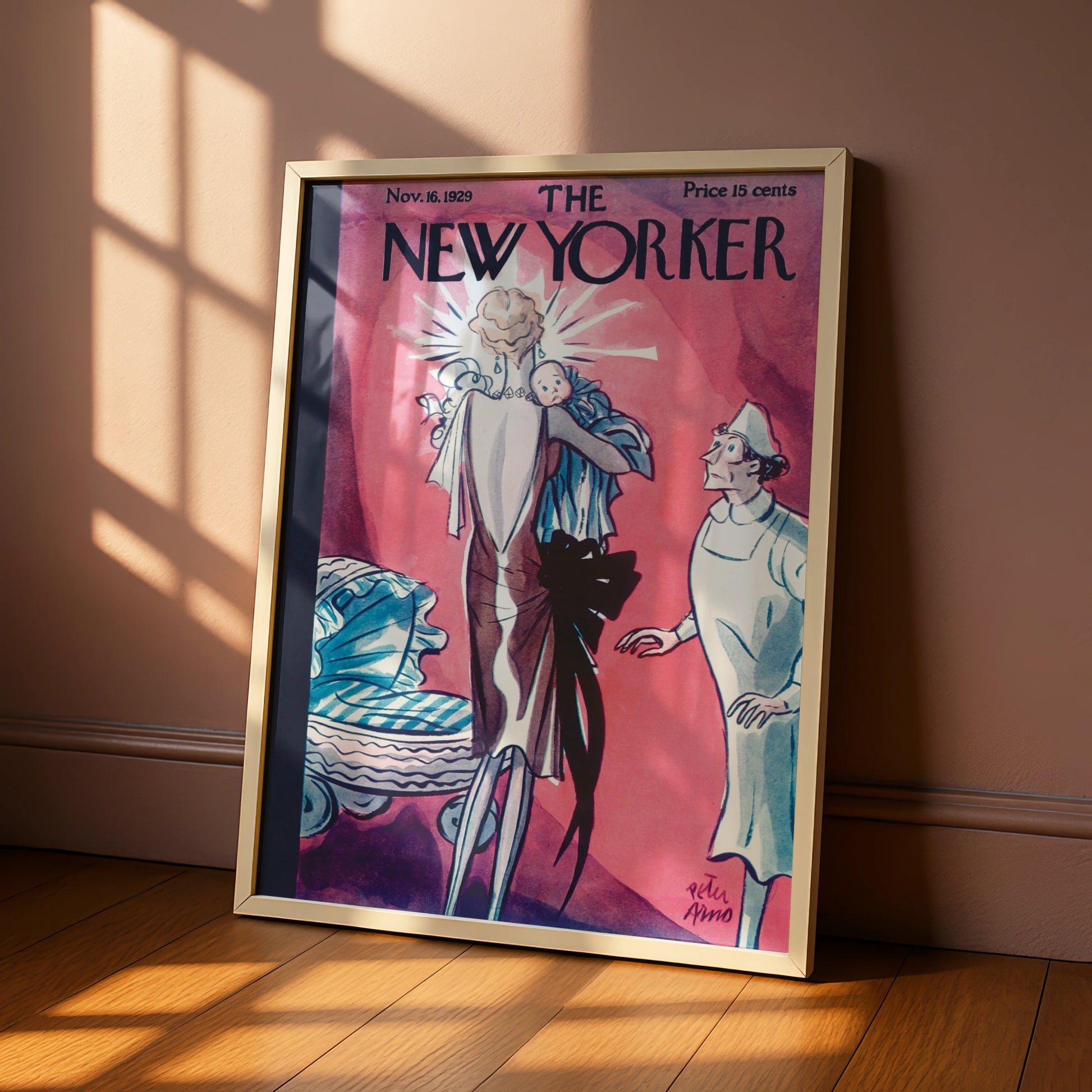 The New Yorker 1929 Cover Poster, Peter Arno Vintage Art, Pink Art Deco Wall Print