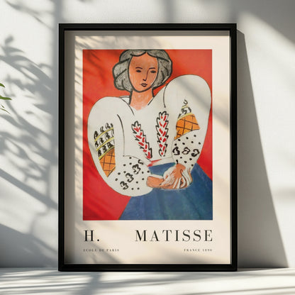 Red Woman in Blouse Wall Art Print, Colourful Vintage Modernist Poster – product image 6