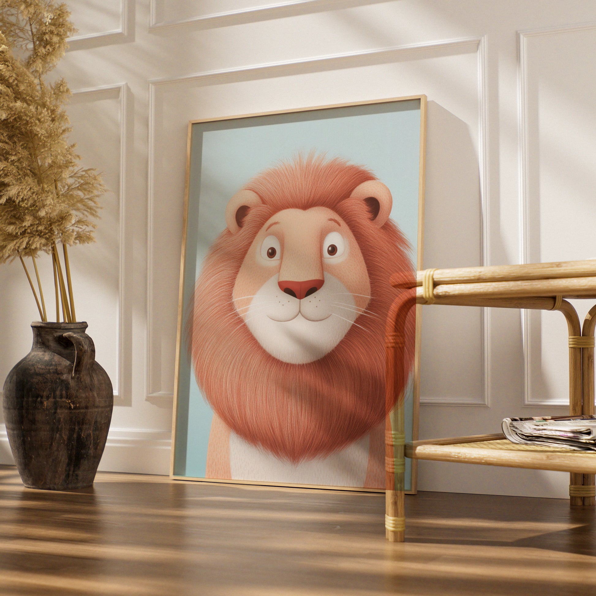 Cute Lion Nursery Wall Art, Baby Animal Poster, Kids Room Print, Safari Decor