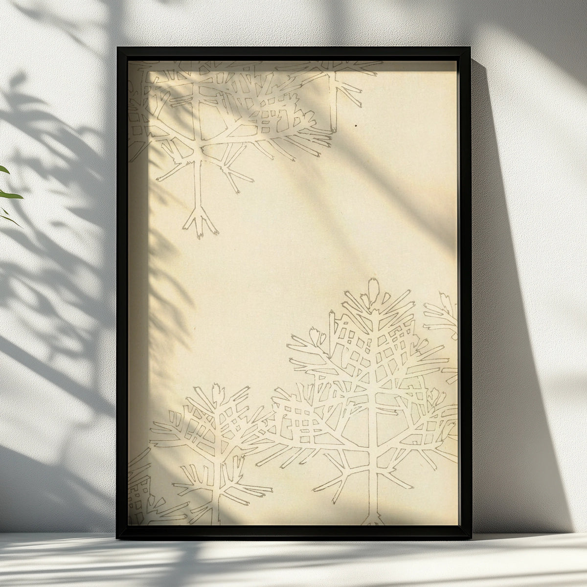 Vintage Japanese Botanical Print, Bijutsukai 1901, Minimalist Tree Wall Art, Japandi Poster – A4 Black frame