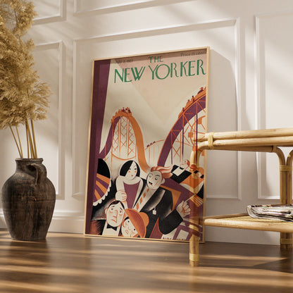 New Yorker 1927 Cover Poster, Vintage Roller Coaster Art Deco Print, Retro Fair Wall Art