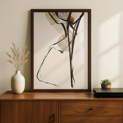 Abstract Ink Lines Monochrome Wall Art, Black and White Poster, Neutral Modern Print