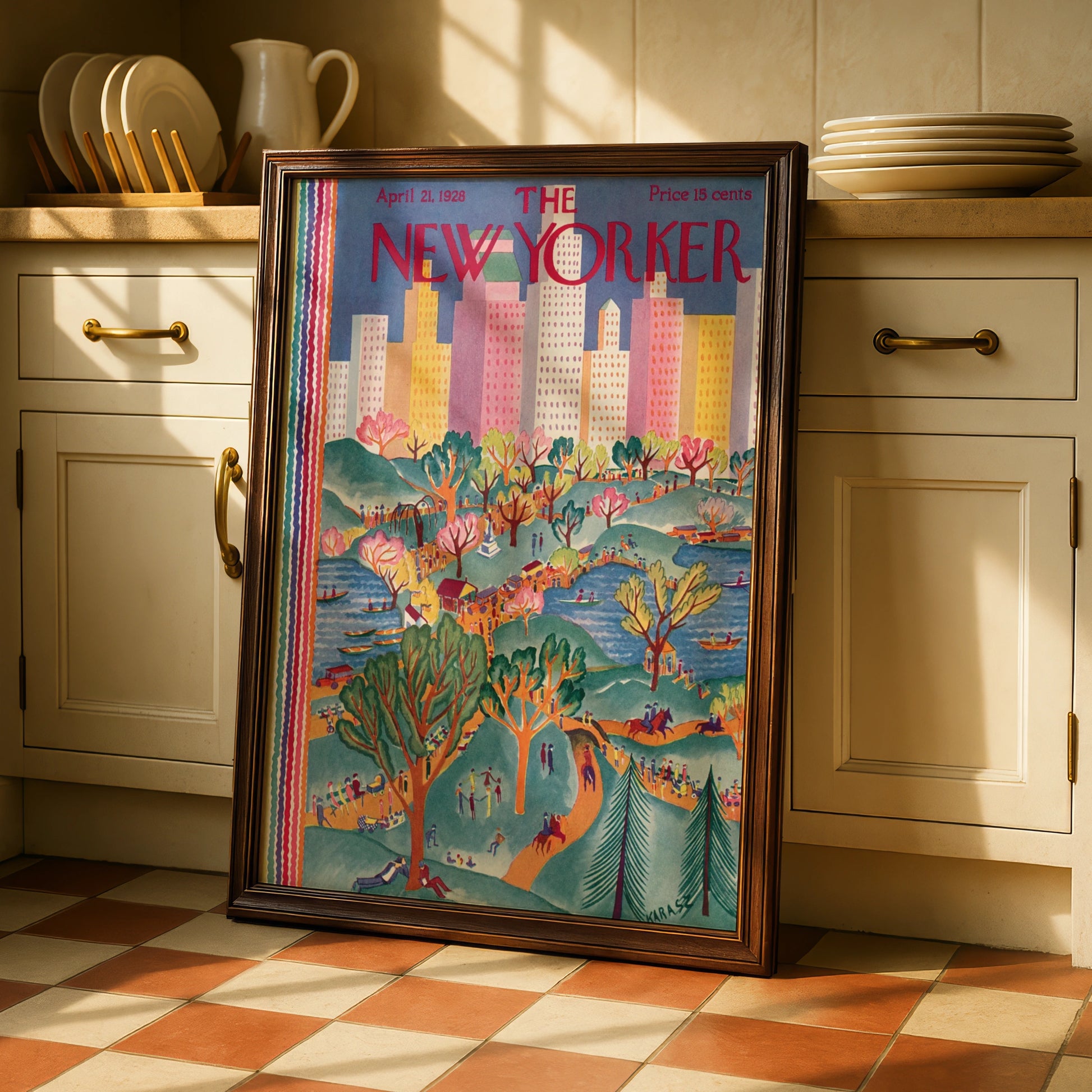 The New Yorker April 1928 Cover Poster, Central Park Spring Art Print, NYC Wall Art