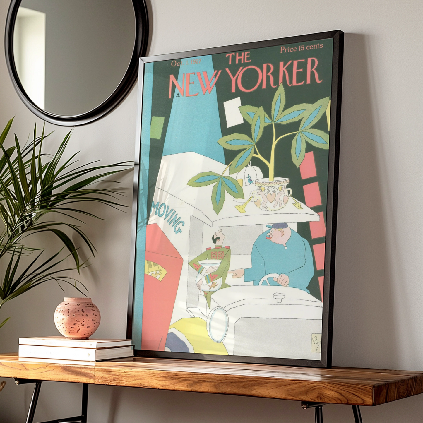 New Yorker Cover October 1927 Moving Day Poster, Vintage Art Deco Wall Art Print