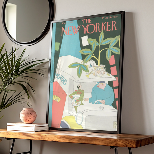 New Yorker Cover October 1927 Moving Day Poster, Vintage Art Deco Wall Art Print