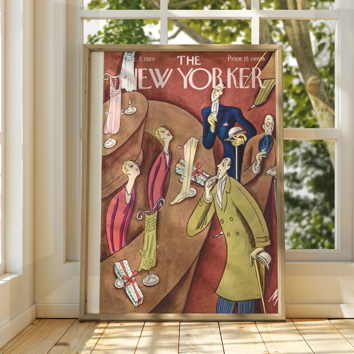 New Yorker 1929 Cover Poster, Art Deco Christmas Shopping Print, Vintage Magazine Wall Art