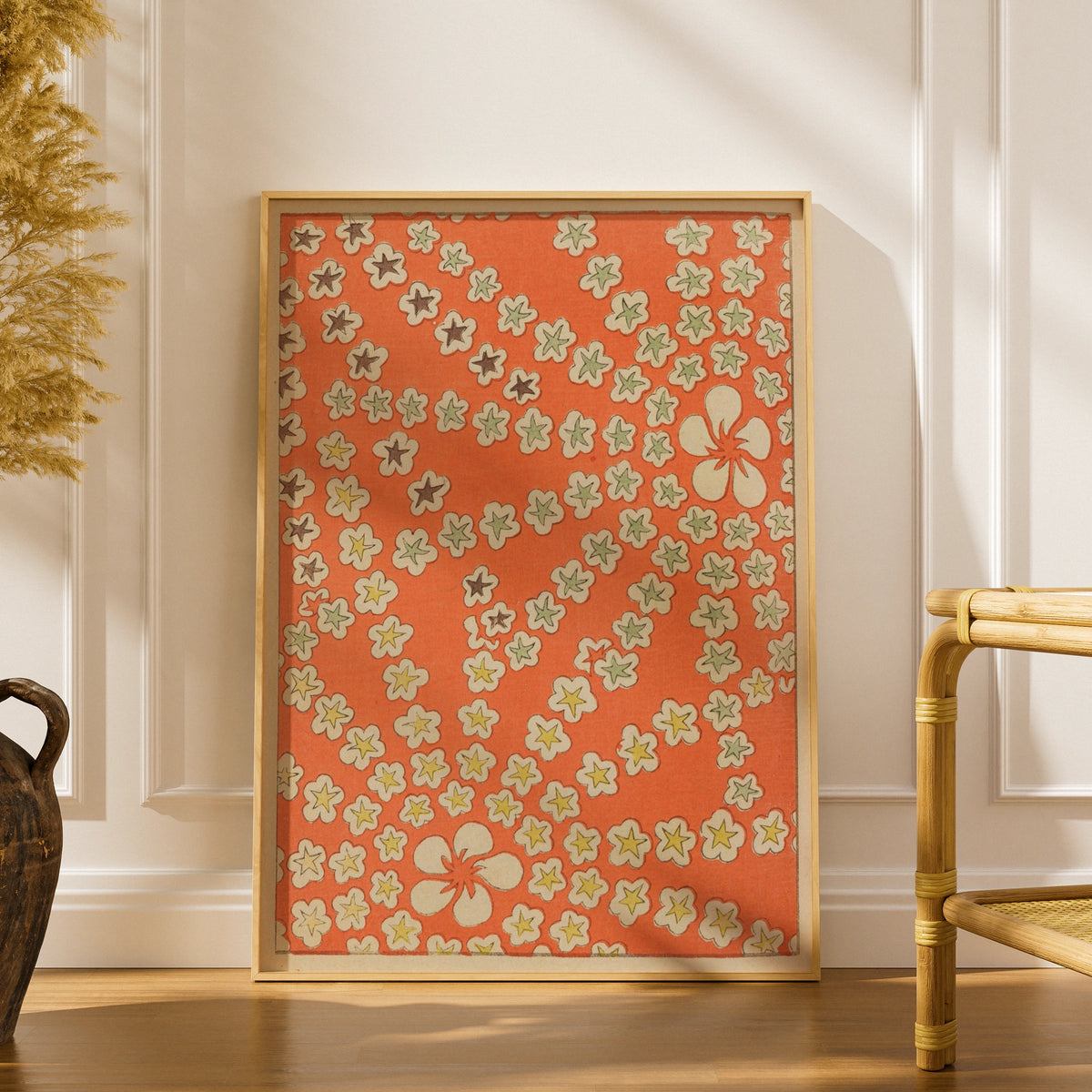 Japanese Floral Pattern Print, Vintage Woodblock Wall Art, Bijutsukai 1901 Poster – A5 print