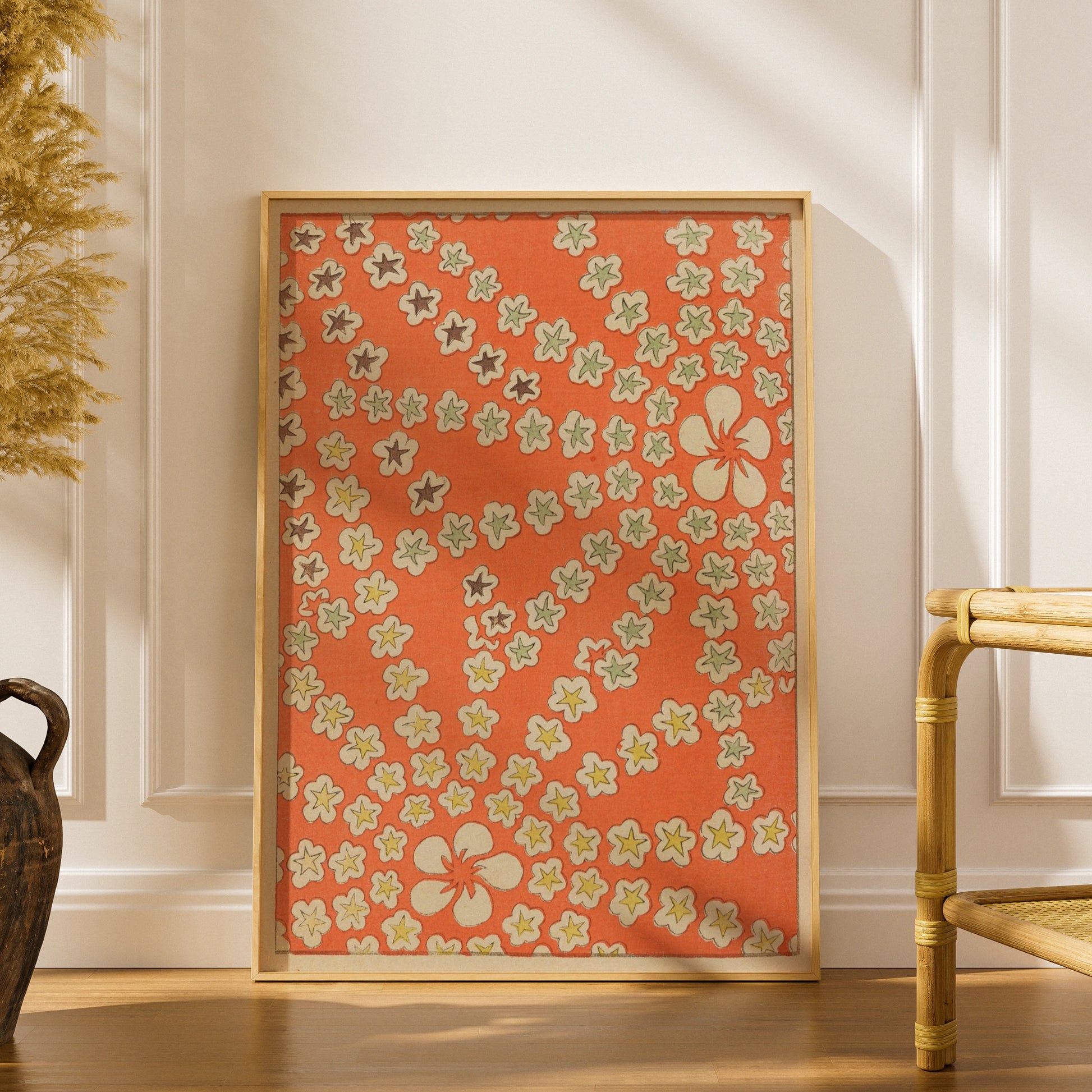 Japanese Floral Pattern Print, Vintage Woodblock Wall Art, Bijutsukai 1901 Poster – A5 print