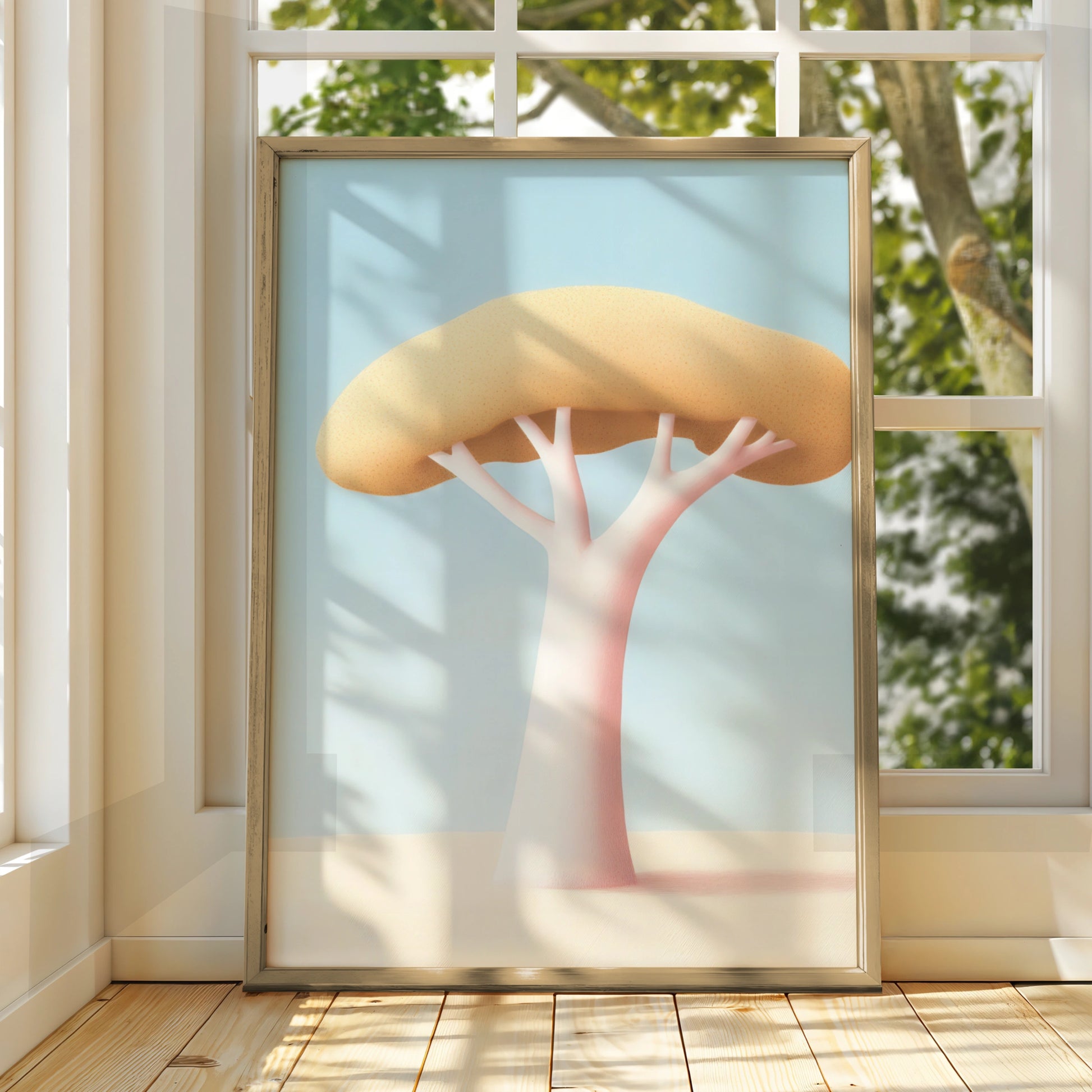 Nursery Tree Wall Art Print, Pastel Baobab Poster, Baby Room Decor, Minimalist Kids Art