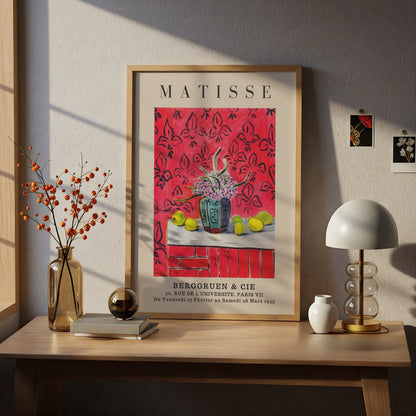 Red Floral Still Life Wall Art Print, Colourful Vintage Gallery Poster – product image 5
