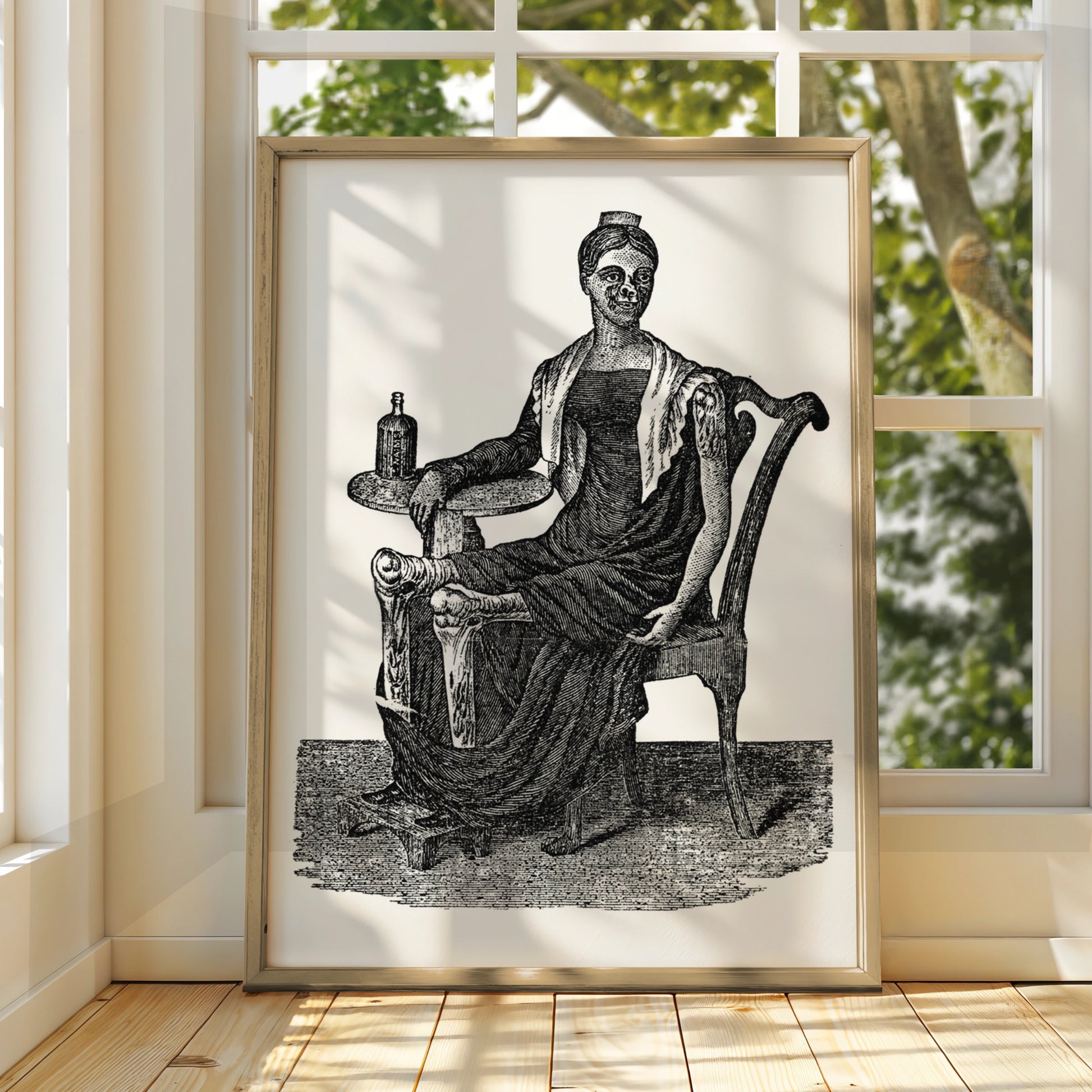 Halloween Gothic Skeleton Poster, Vintage Macabre Wall Art, Spooky Horror Print