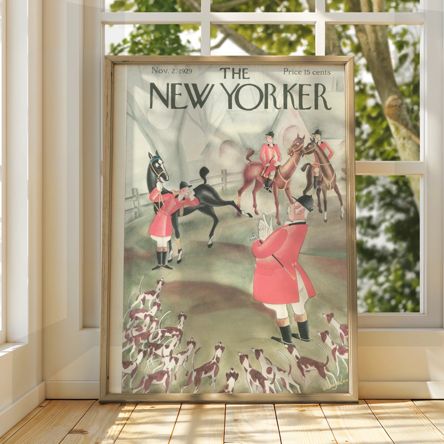 The New Yorker 1929 Fox Hunt Cover Poster, Vintage Equestrian Wall Art Print