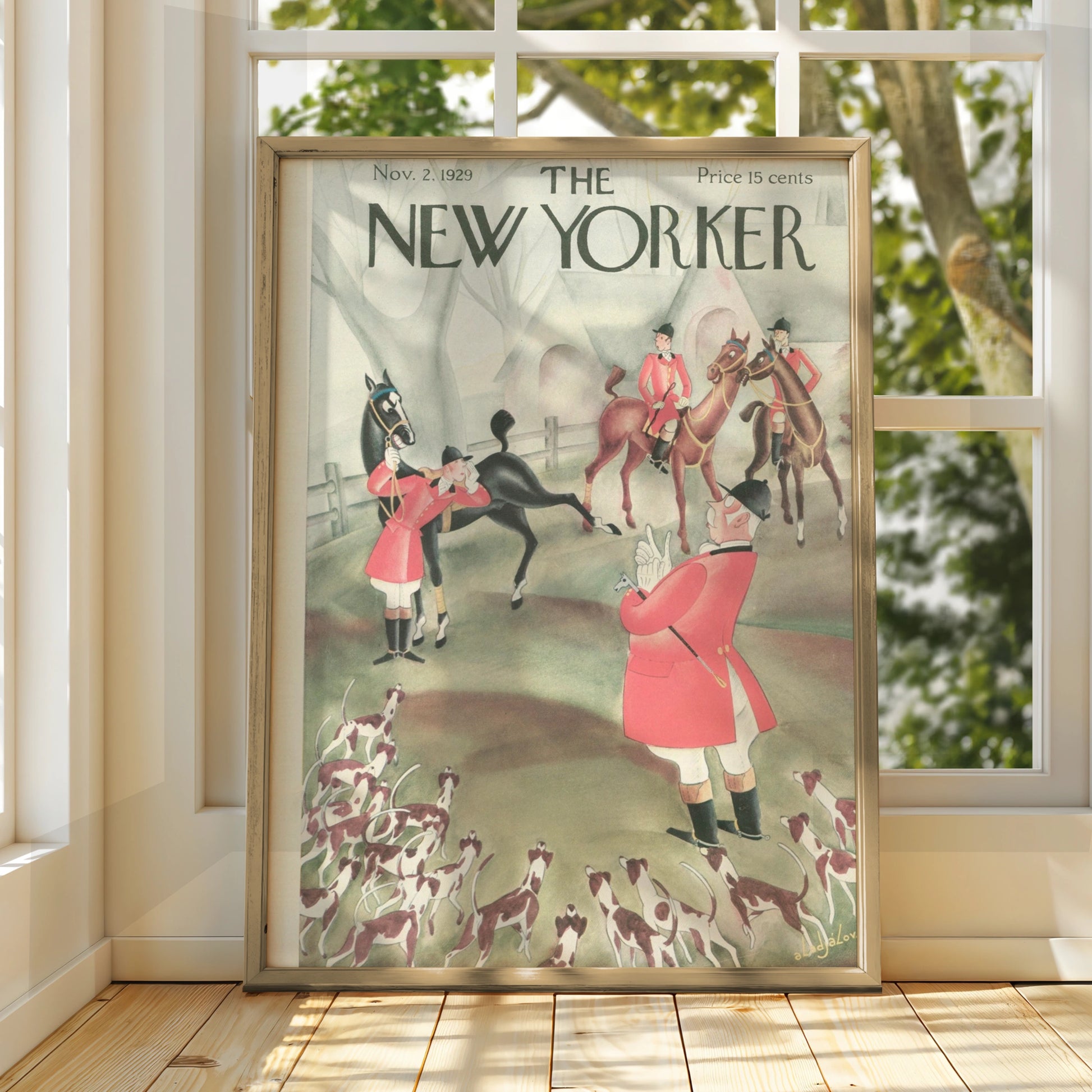 The New Yorker 1929 Fox Hunt Cover Poster, Vintage Equestrian Wall Art Print