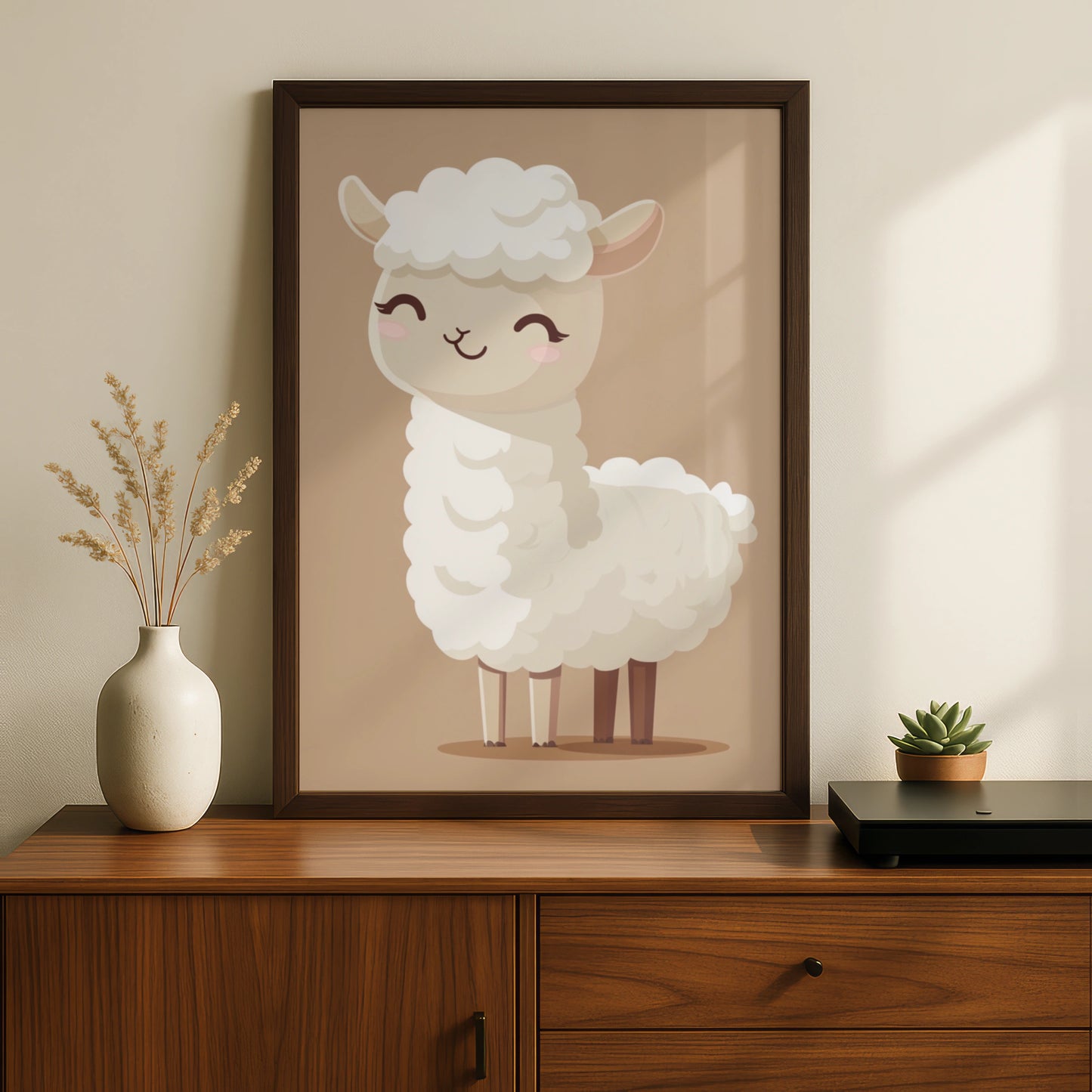 Cute Llama Nursery Wall Art, Baby Animal Poster, Neutral Boho Kids Room Print, Alpaca Decor