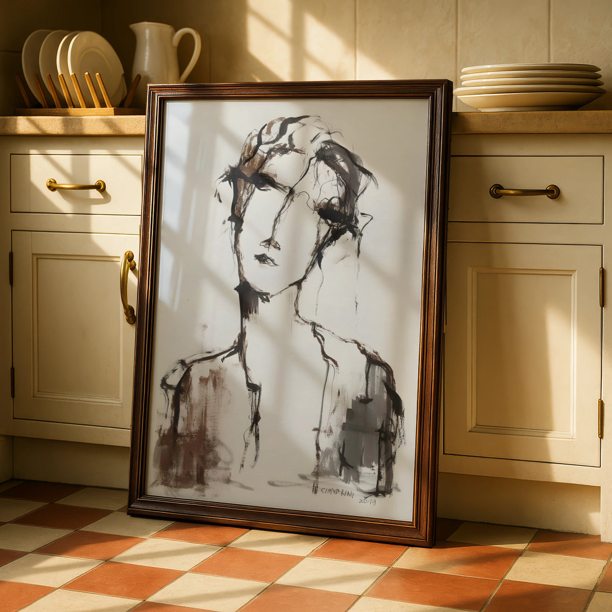 Abstract Figure Portrait, Monochrome Wall Art, Expressive Sketch Print, Modern Neutral Poster
