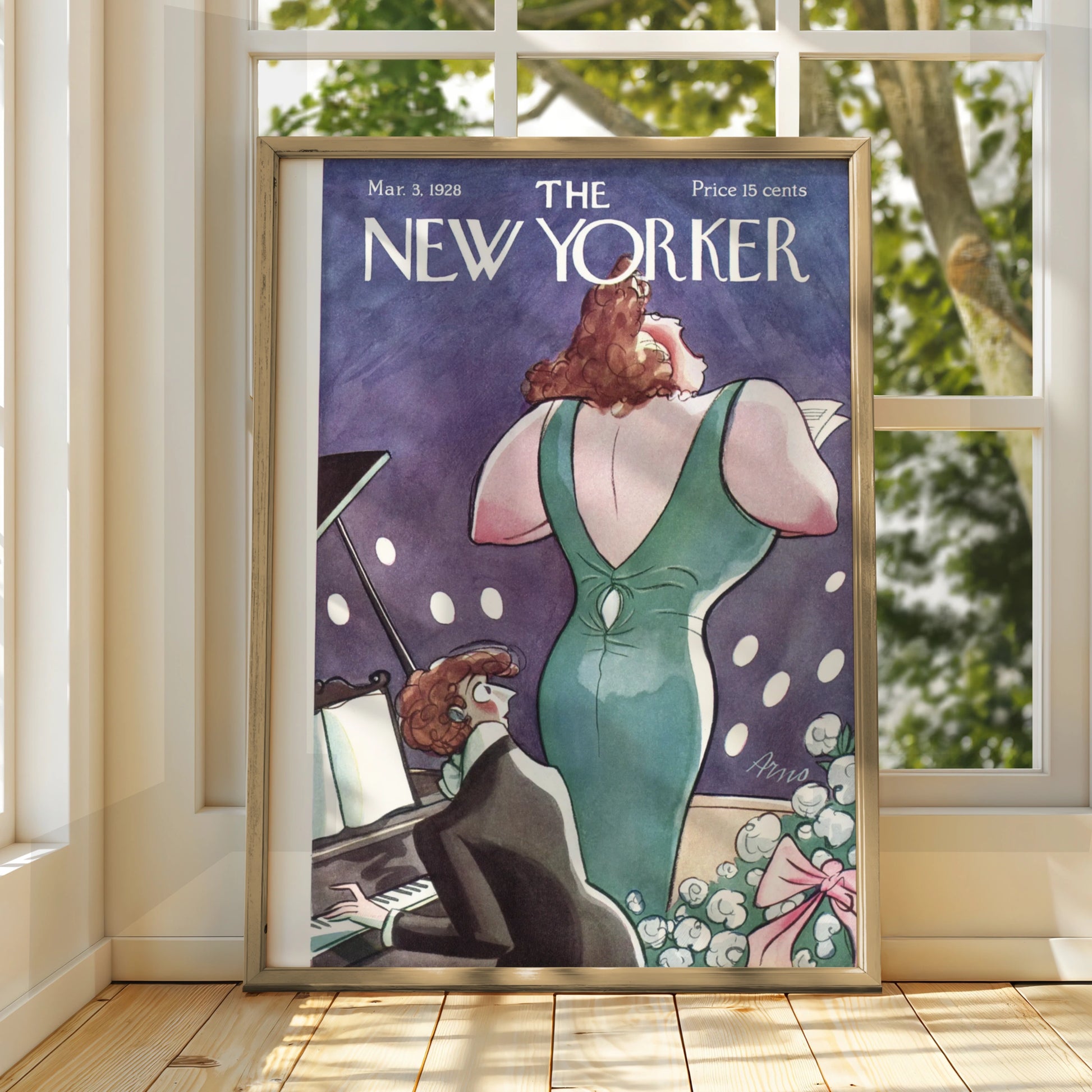 New Yorker 1928 Cover Poster, Opera Singer Piano Art, Vintage Magazine Wall Art