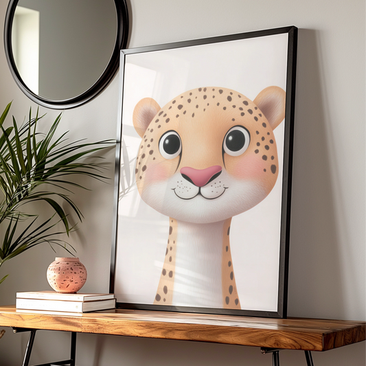 Cute Cheetah Nursery Wall Art, Safari Animal Print, Kids Room Poster, Baby Decor
