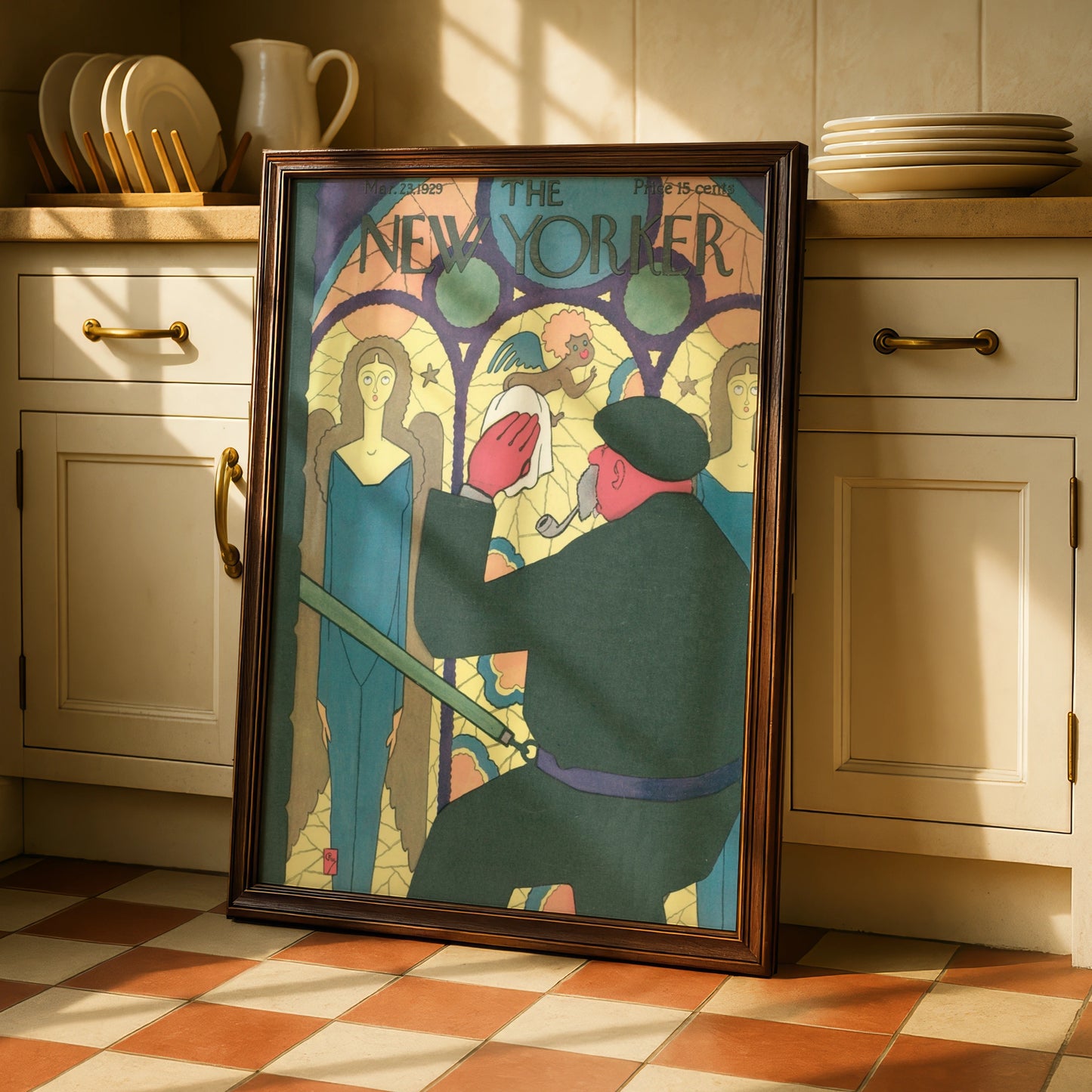 New Yorker Cover March 1929 Poster, Stained Glass Angels Art, Vintage Magazine Wall Art