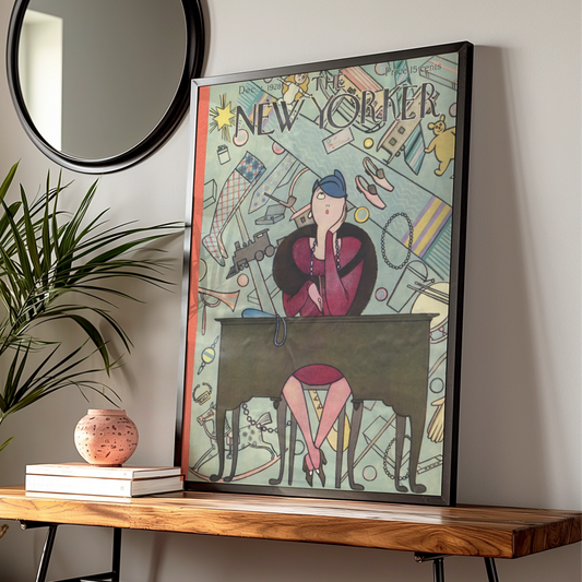 New Yorker 1928 Christmas Cover Poster, Art Deco Vintage Magazine Wall Art Print