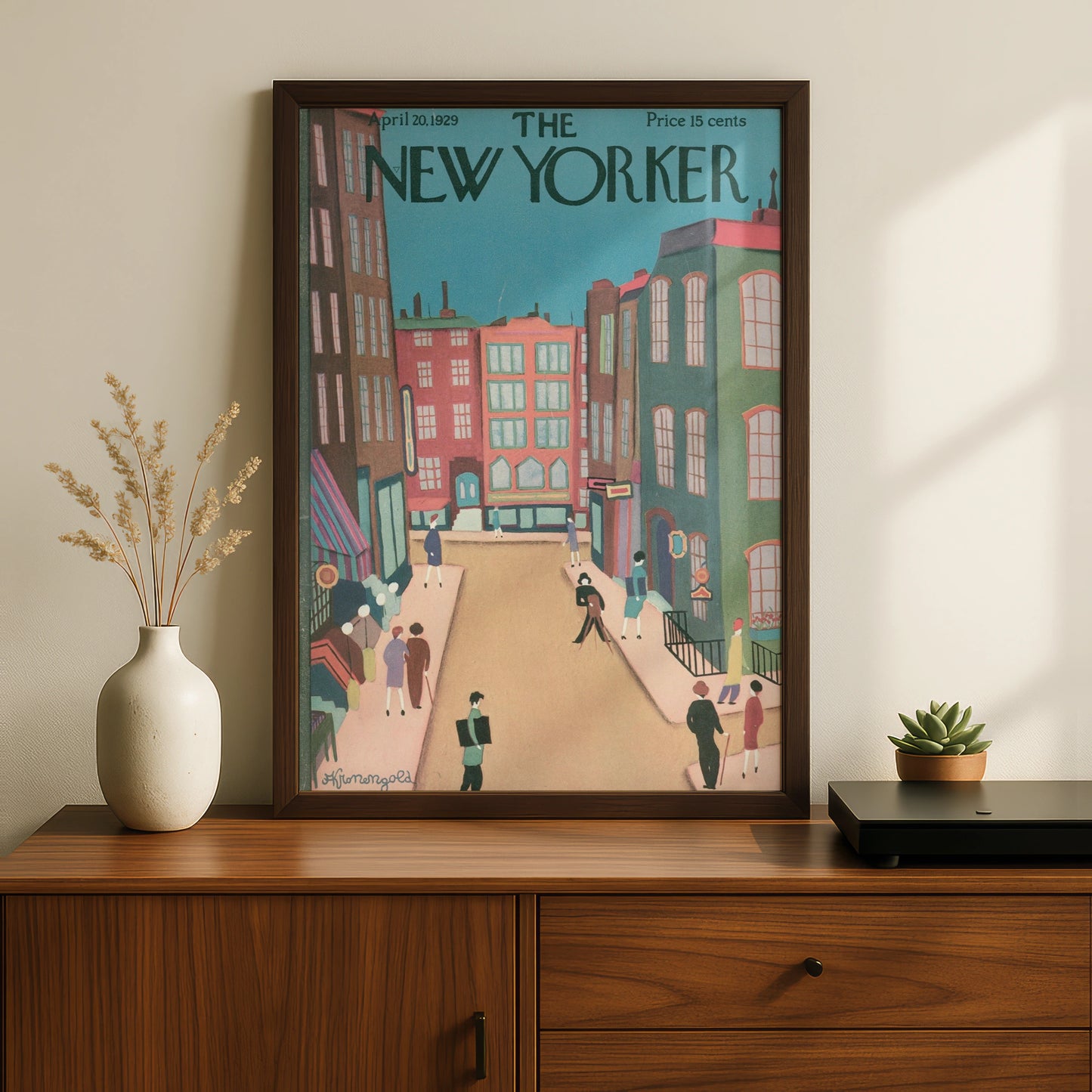 The New Yorker April 1929 Cover Poster, Vintage NYC Street Scene Wall Art Print